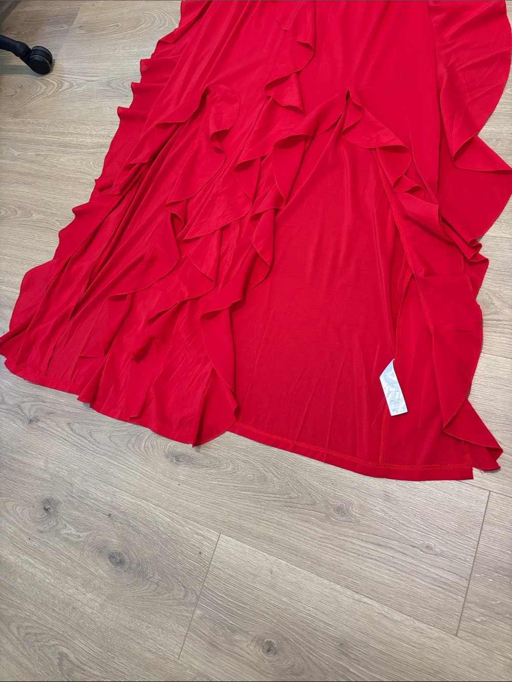 NWT PrettyLittleThing Red Ruffle Dress with Spaghetti Straps Maxi Dress 12 - Picture 11 of 12